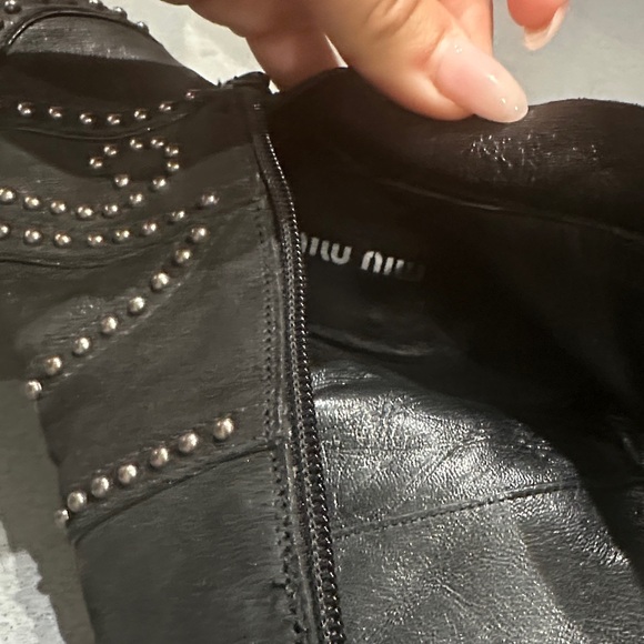 Miu Miu Black Studded Heeled Boots - Picture 6 of 7